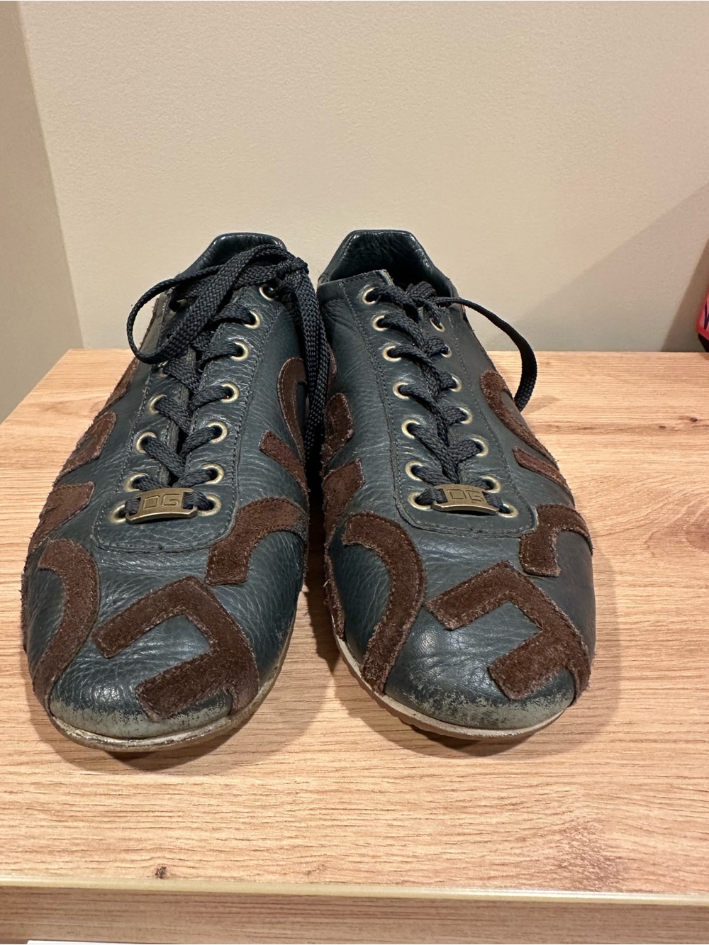 Dolce & Gabbana Leather Sneakers Brown Suede Logo Distressed Low Top Size 9.5 - Picture 2 of 9